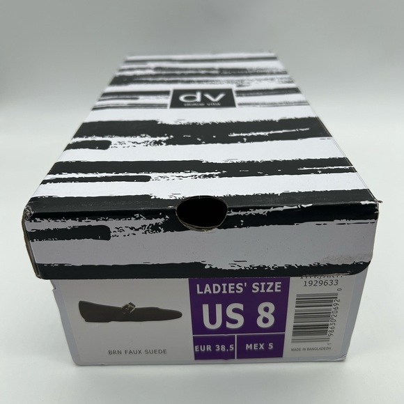 DV by Dolce Vita Mauryce Brown Faux Suede Mary Jane Flats Gold Buckle Size 8 NWT - Picture 10 of 11